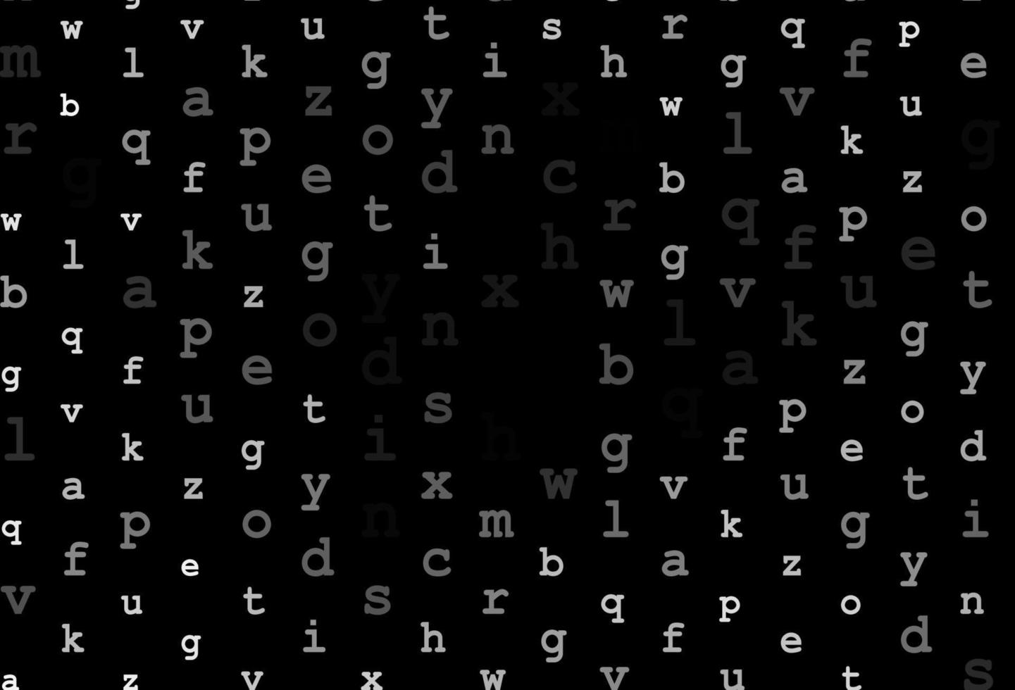 argent foncé, disposition vectorielle grise avec alphabet latin. vecteur