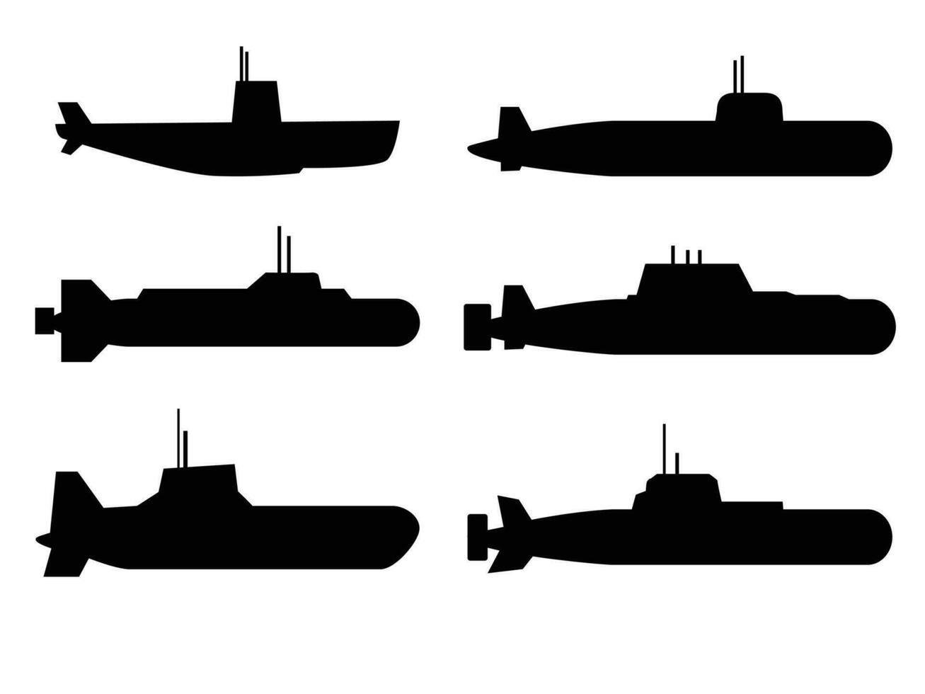 sous-marin silhouette ensemble illustration vecteur