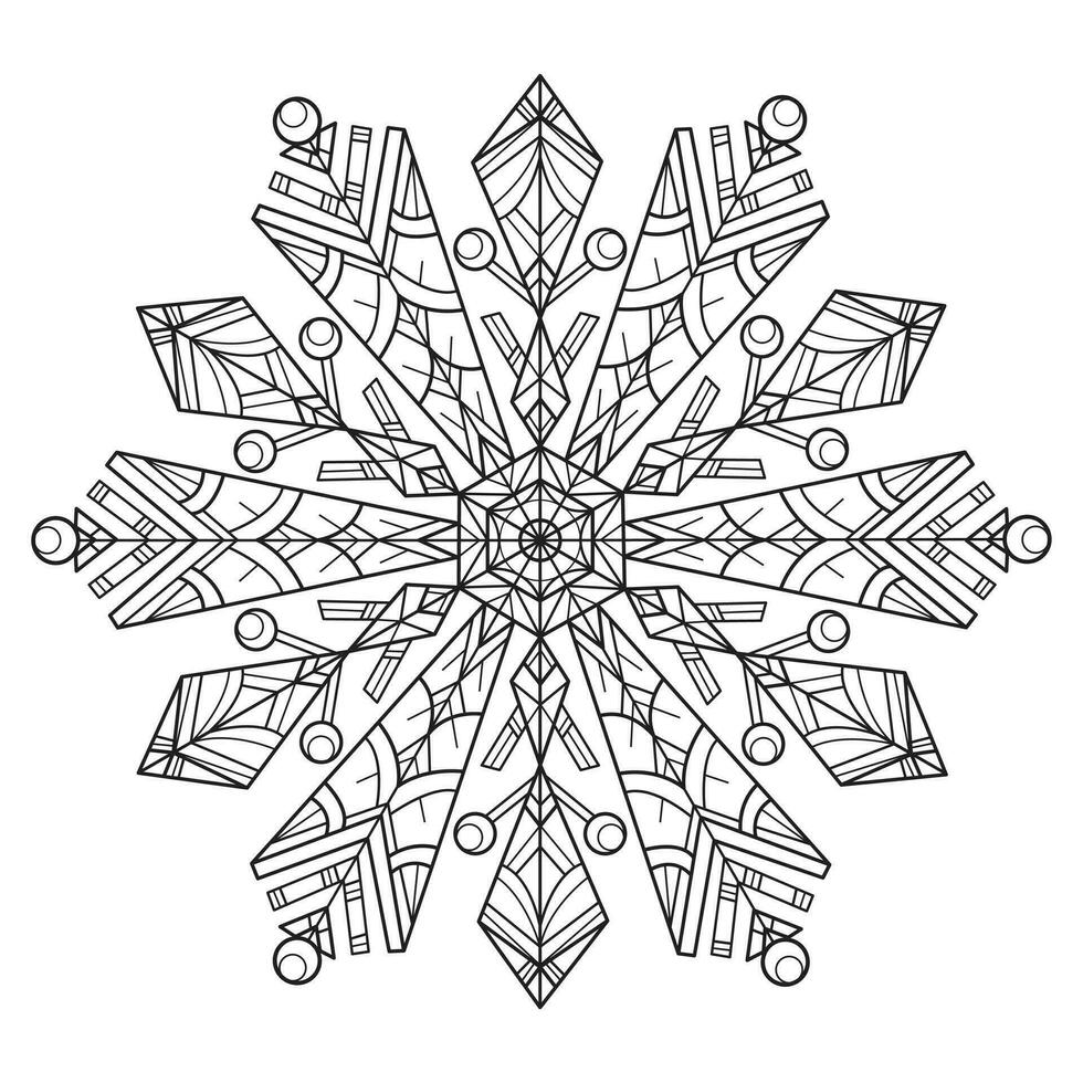 mignonne mandala fleur flocon de neige main tiré pour adulte coloration livre vecteur