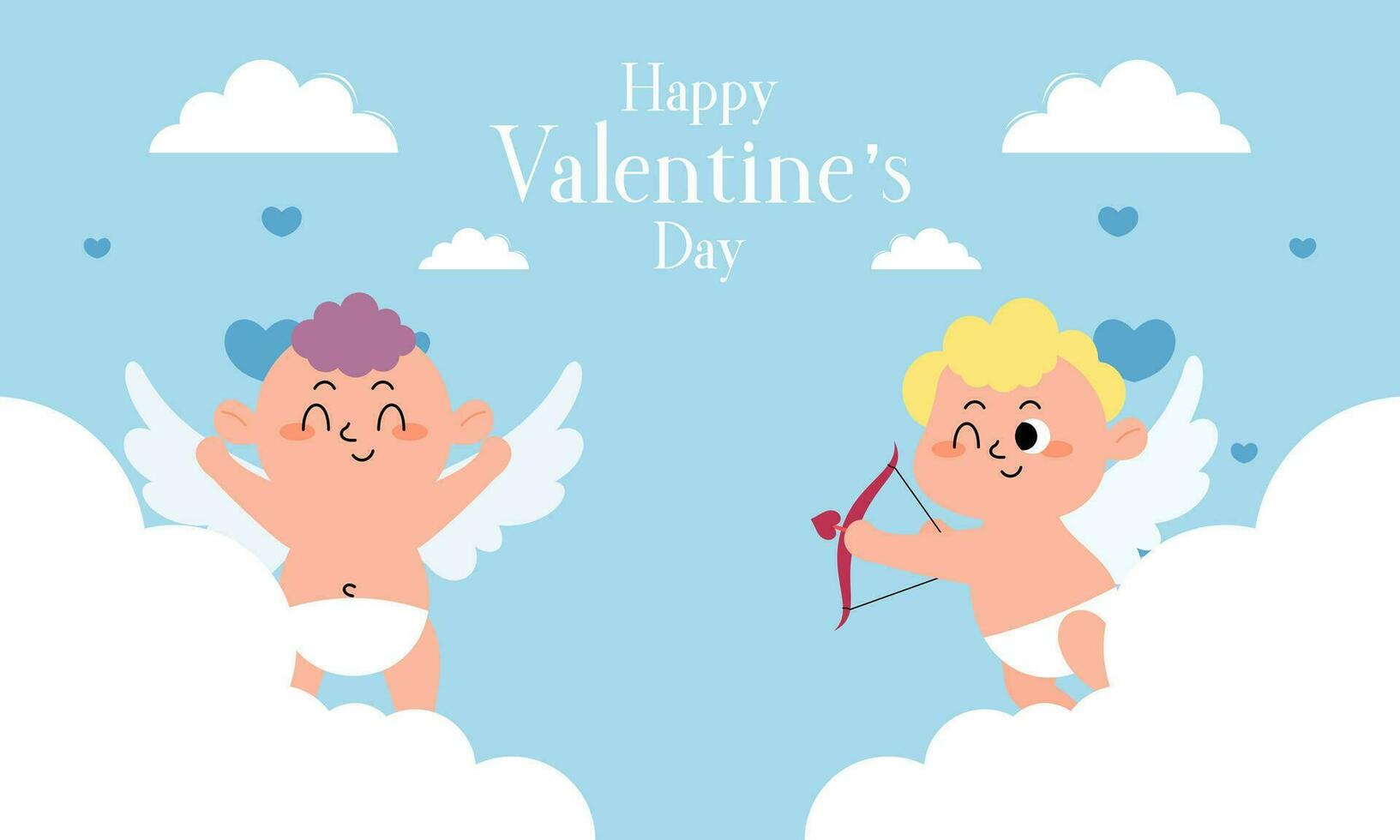 la Saint-Valentin journée illustration avec mignonne Cupidon isolé sur le ciel des nuages Contexte vecteur