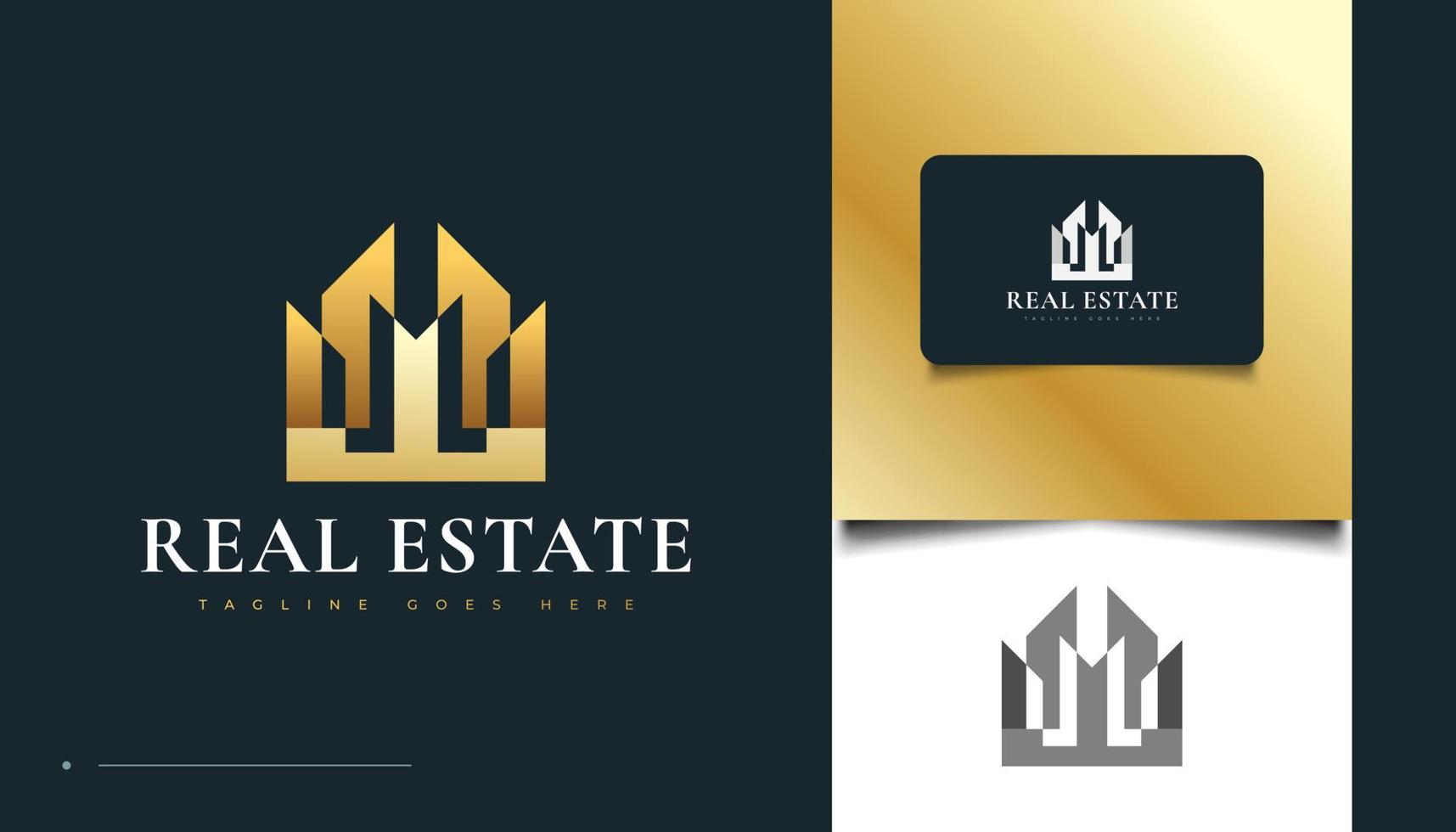 création de logo immobilier abstrait et moderne en dégradé d'or. création de logo de construction, d'architecture ou de bâtiment vecteur