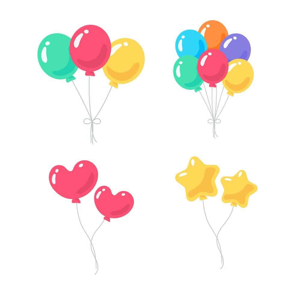 vecteur de ballon. ballons colorés attachés avec de la ficelle pour la fête d'anniversaire des enfants