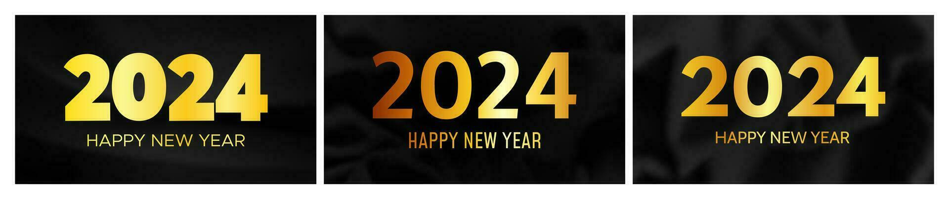 2024 content Nouveau année sur foncé soie Contexte vecteur
