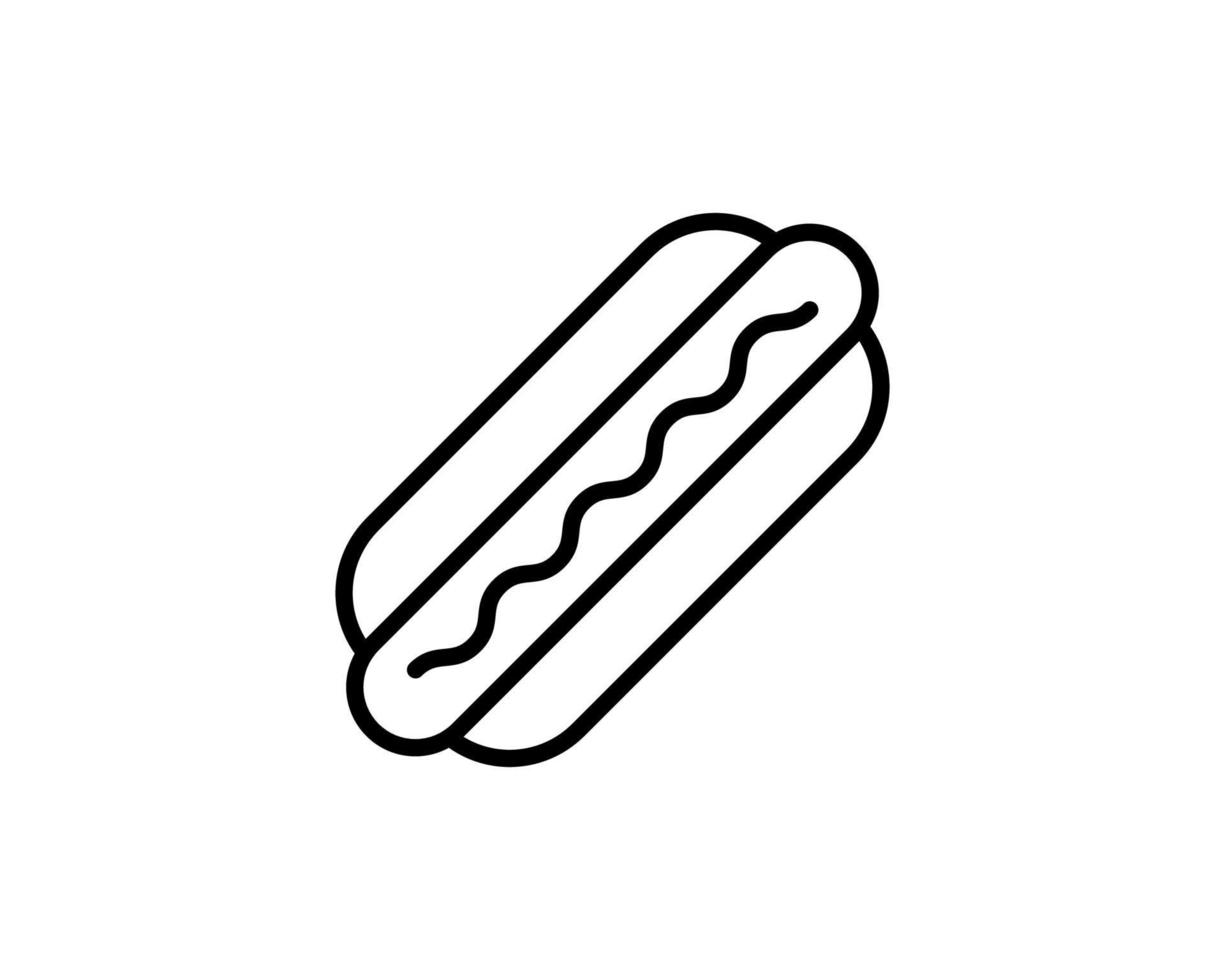 icône de ligne de hot-dog. symbole unique de haute qualité de la restauration rapide pour la conception Web ou l'application mobile. signes de ligne mince de hot-dog pour le logo de conception, carte de visite, etc. pictogramme de contour de hot-dog. vecteur
