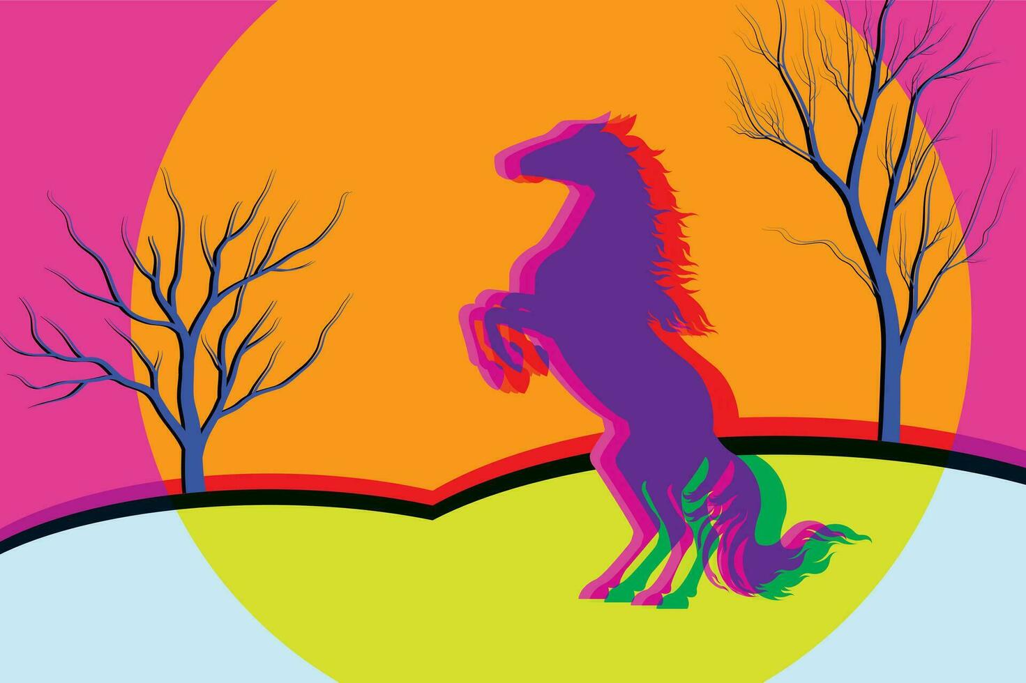 ris coloré cheval vecteur