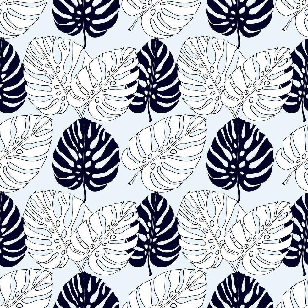 monstera jungle feuilles, floral sans couture modèle pour en tissu textile ou fonds d'écran. vecteur tropical jungle feuilles moderne Contexte