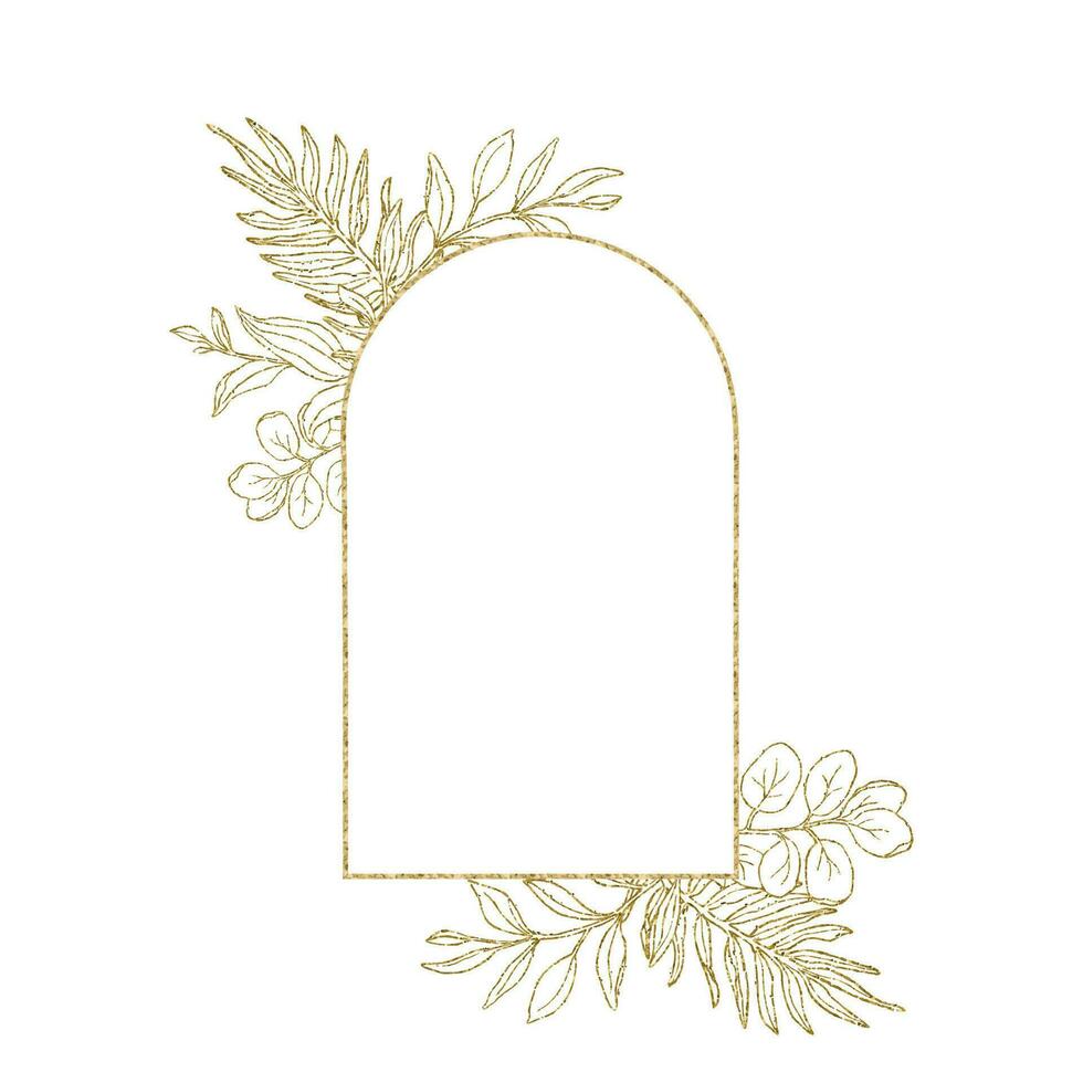 d'or Cadre avec briller feuilles pour mariage carte et inviter vecteur