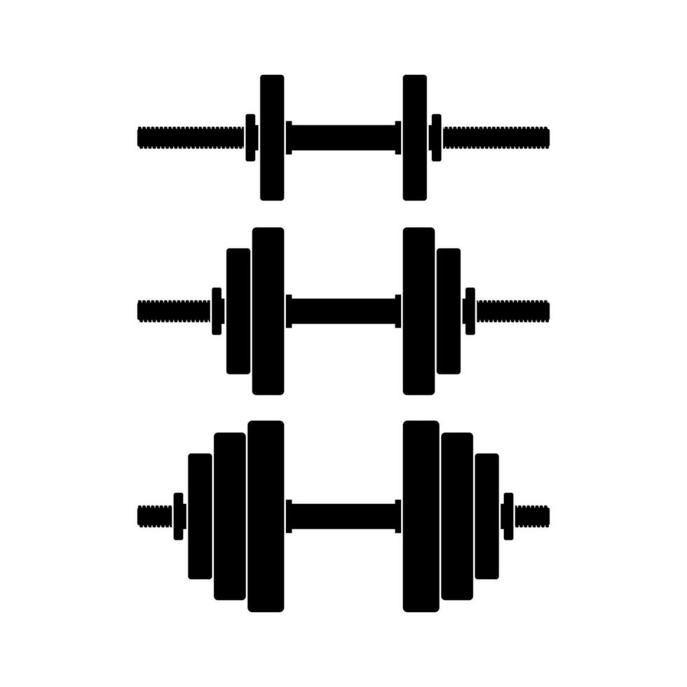 haltère avec amovible disques différent poids ensemble icône isolé sur blanc Contexte. musculation équipement, la musculation, salle de sport, cross-fit, entraînement, aptitude club symbole. sport vecteur illustration.