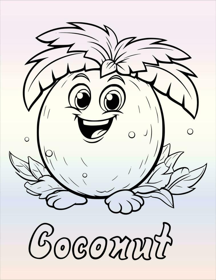 noix de coco coloration page pour des gamins vecteur