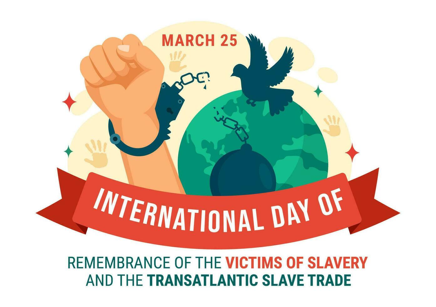 international journée de souvenir de le victimes de esclavage et le transatlantique esclave vecteur conception illustration à contre trafic dans les personnes