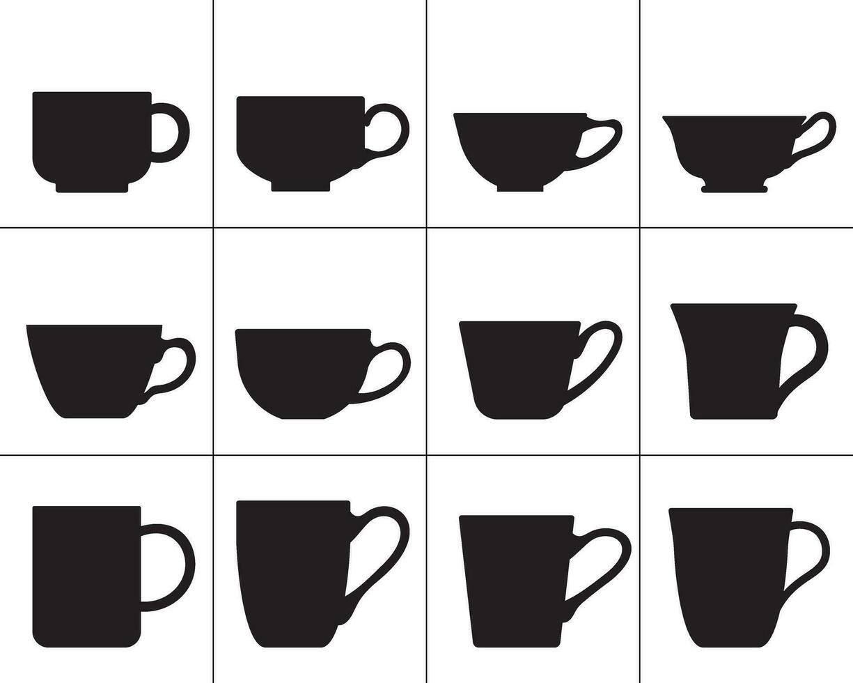 thé café tasses vecteur silhouettes