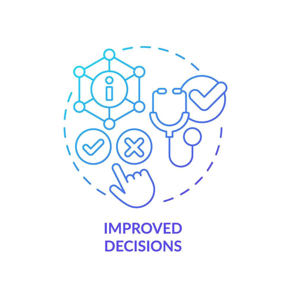 2d pente bleu icône amélioré les décisions concept, isolé vecteur, santé interopérabilité Ressources mince ligne illustration. vecteur