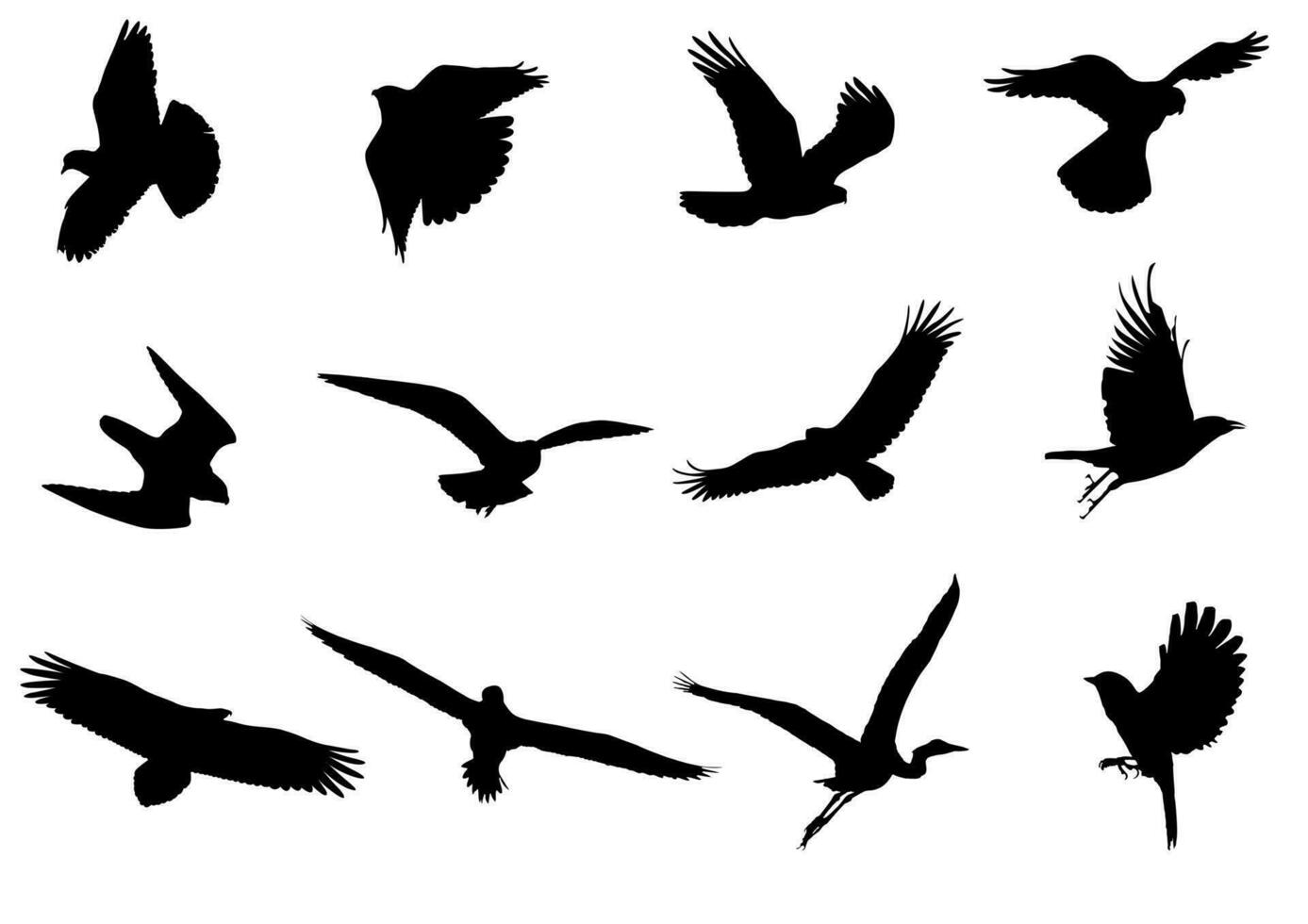 ensemble de silhouettes de en volant des oiseaux vecteur