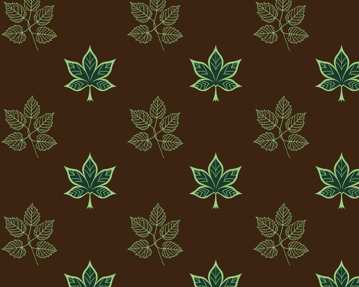 vert et marron feuille à motifs Contexte vecteur