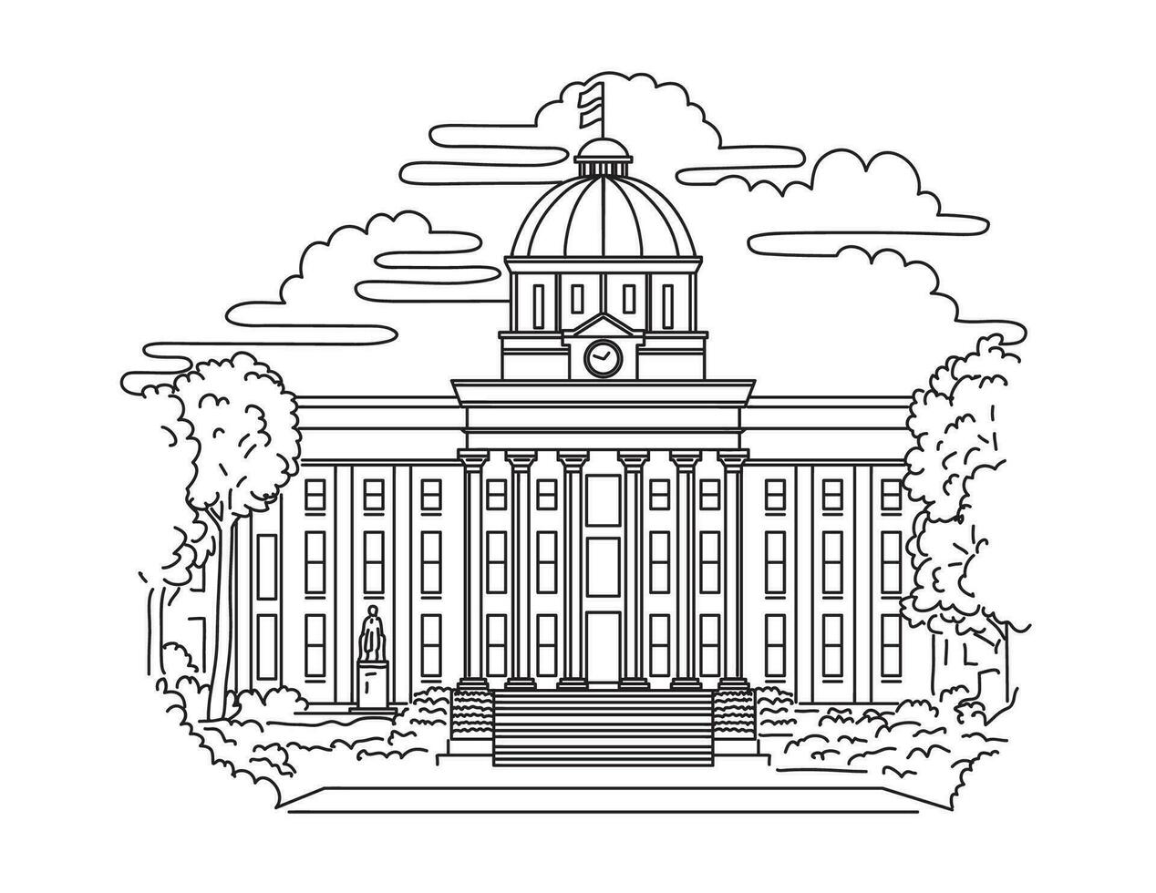 Alabama Etat Capitole bâtiment dans Montgomery Alabama Etats-Unis mono ligne art vecteur