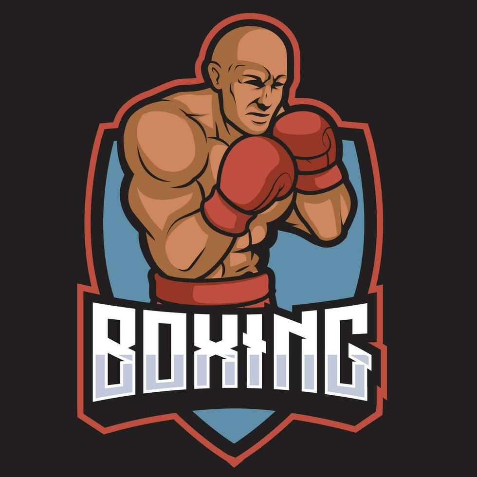 boxe homme combattant mascotte logo illustration vecteur