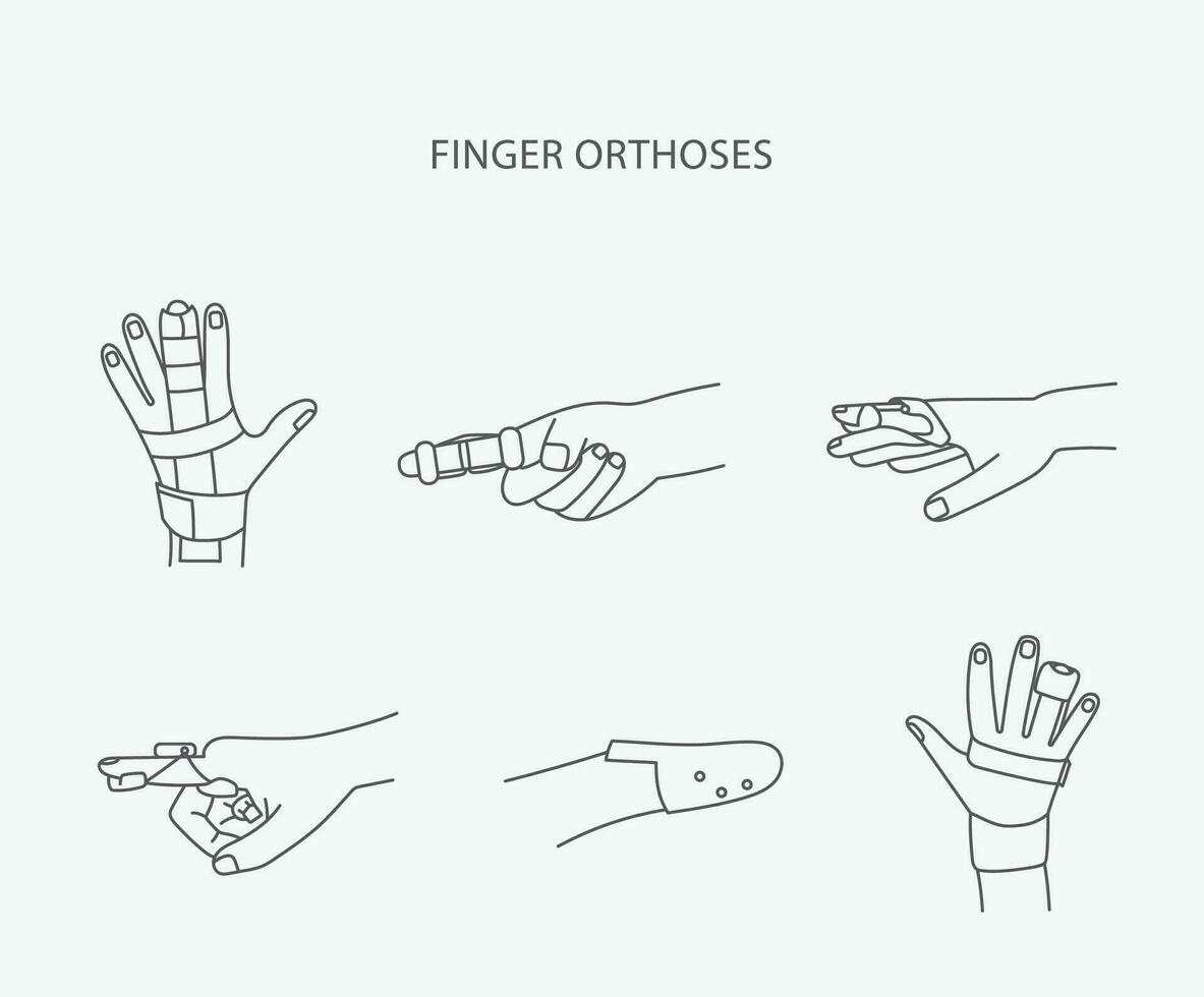 doigt des orthèses, vecteur linéaire icône