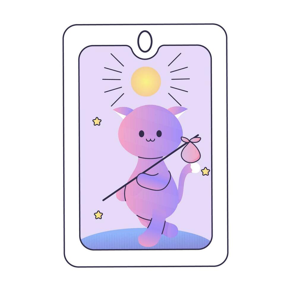 tarot cartes, la magie, mignonne dessin animé style avec chats vecteur