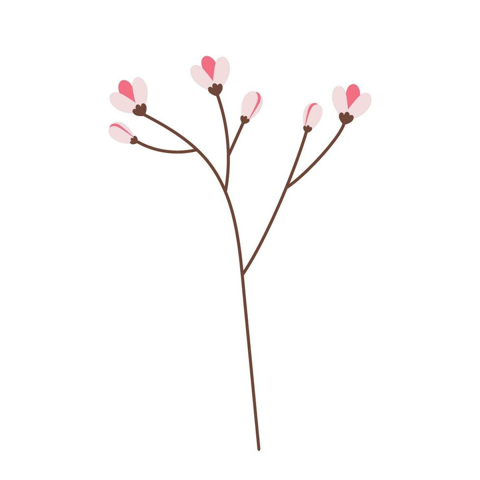 abstrait floraison branche dans branché doux nuances. main tiré conception éléments pour printemps salutations vecteur