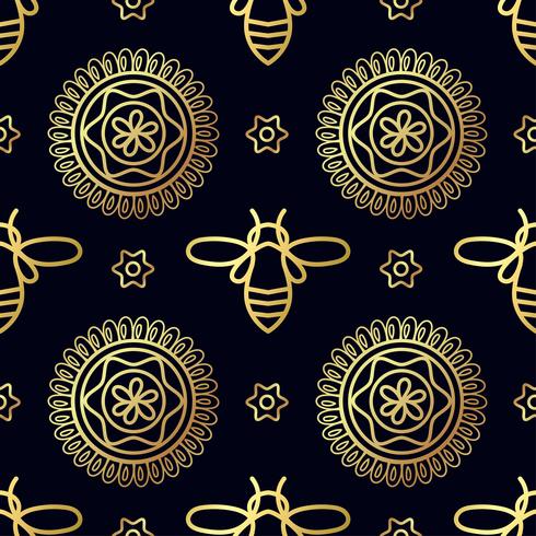 Modèle sans couture avec abeille d&#39;or vecteur