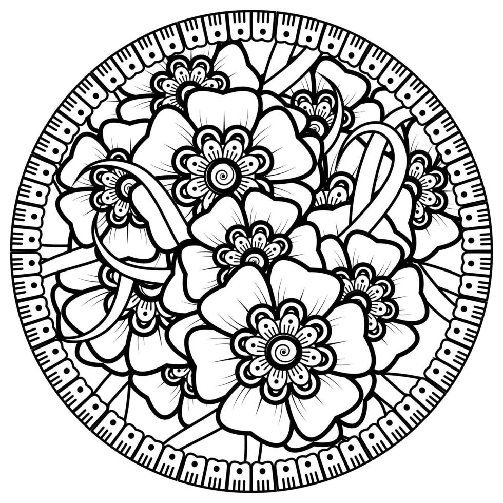 motif circulaire en forme de mandala avec fleur pour henné, mehndi, tatouage, décoration. vecteur