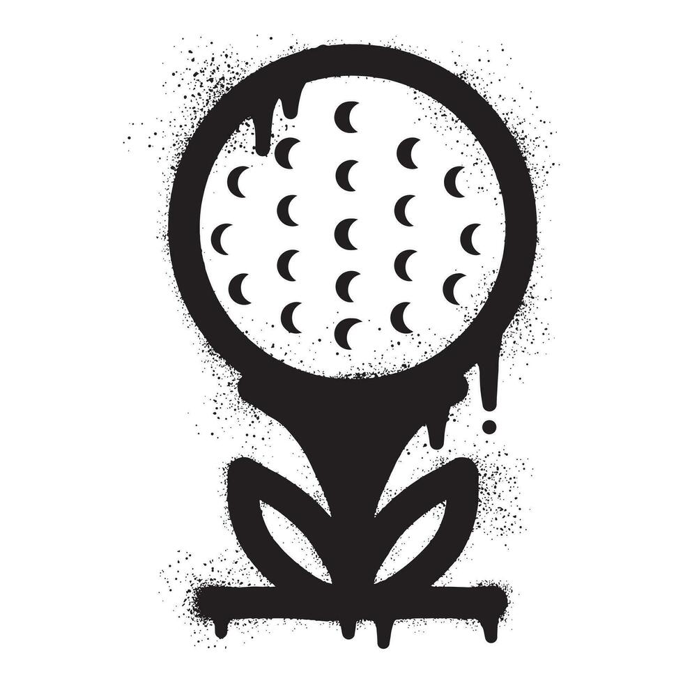 le golf Balle graffiti avec noir vaporisateur peindre vecteur