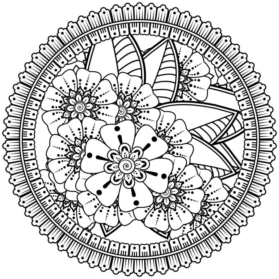 motif circulaire en forme de mandala avec fleur pour henné, mehndi, tatouage, décoration. vecteur