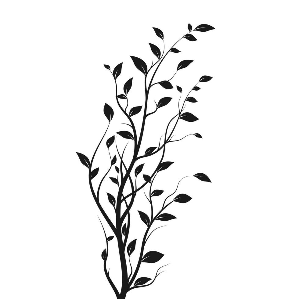 silhouette arbre branche. buisson silhouette isolé sur blanc Contexte avec une lot de feuilles. vecteur illustration