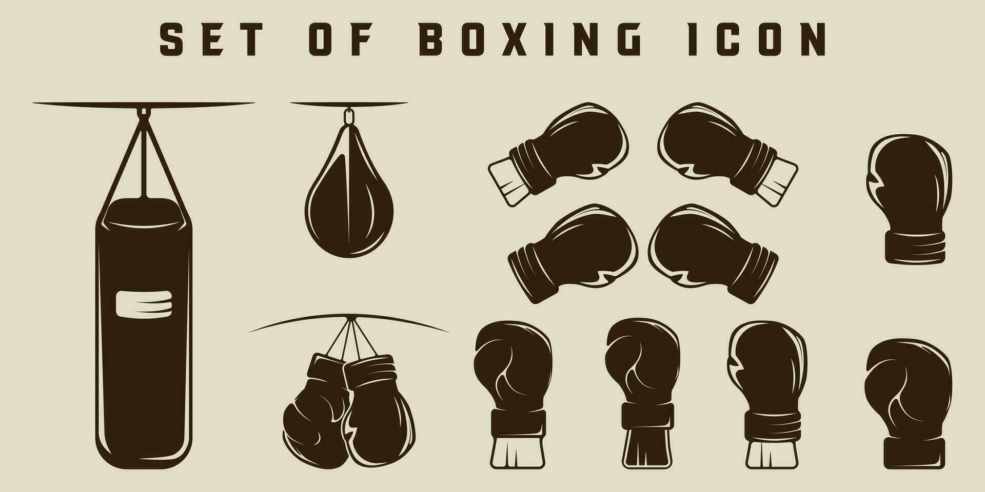 ensemble de boxe icône vecteur illustration modèle graphique conception. paquet collection de divers outil équipement pour bats toi sport signe ou symbole