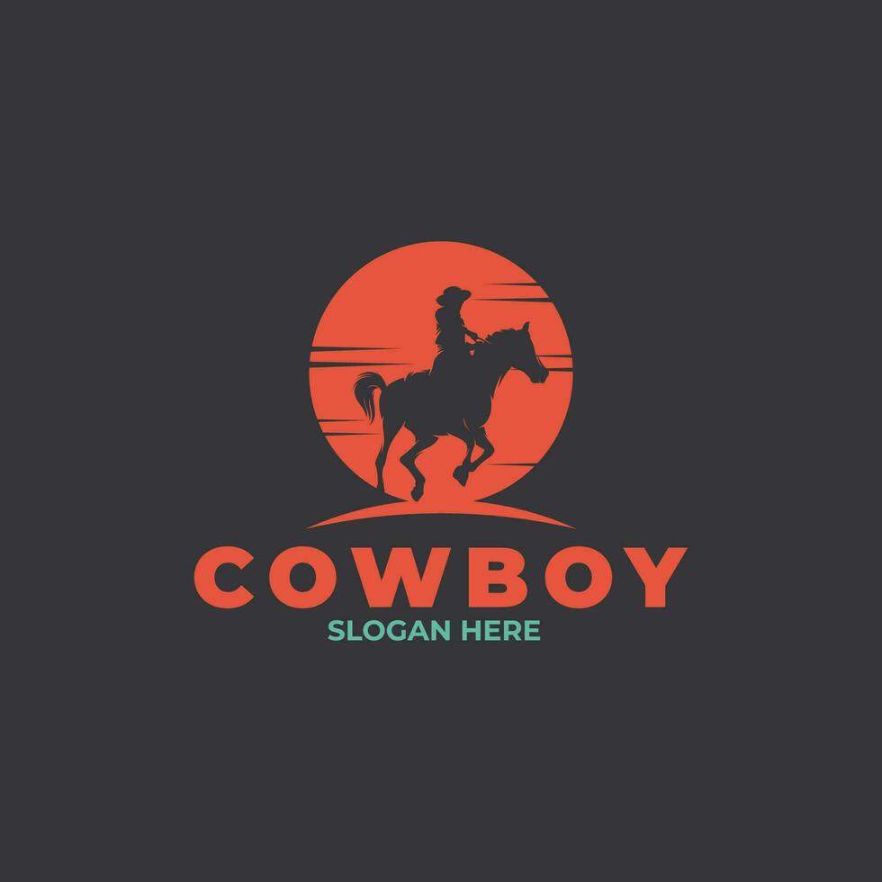 logo de une cow-boy équitation une cheval vecteur