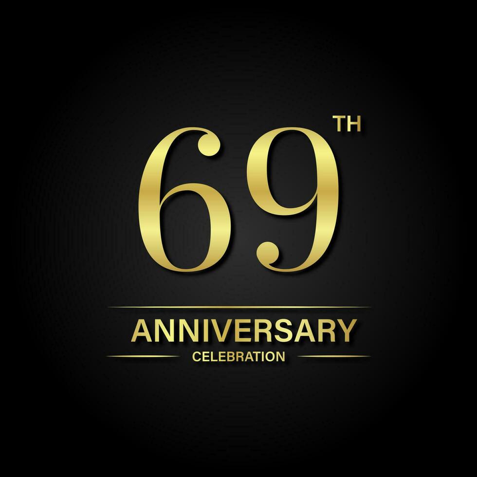 69ème anniversaire fête avec or Couleur et noir Contexte. vecteur conception pour célébrations, invitation cartes et salutation cartes.