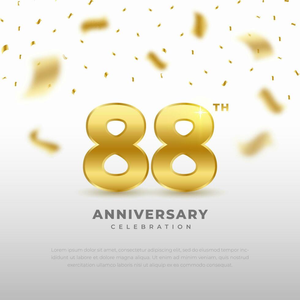 88ème anniversaire fête avec or briller Couleur et noir Contexte. vecteur conception pour célébrations, invitation cartes et salutation cartes.