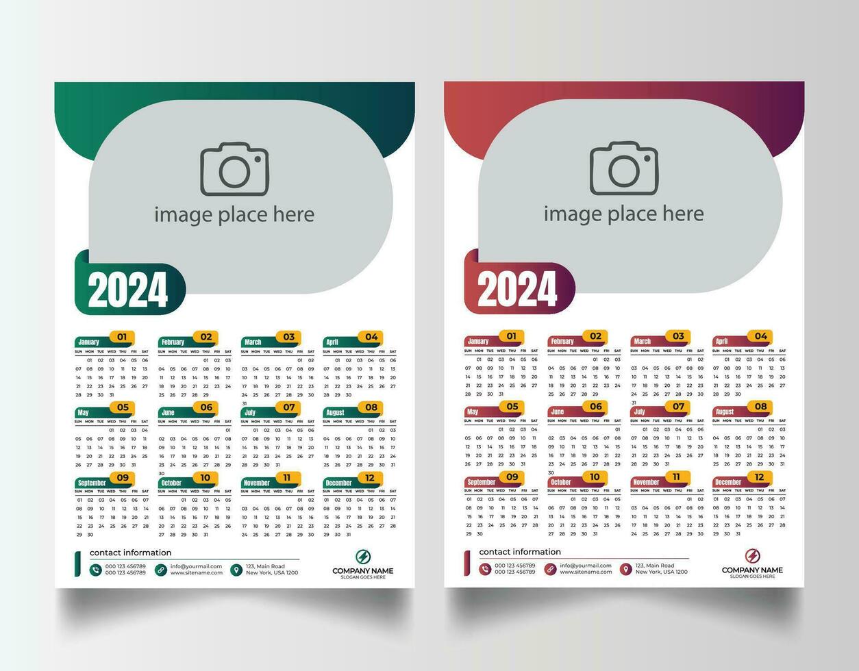 2024 calendrier modèle vecteur