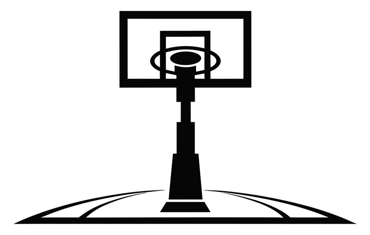 basketball tribunal plat vecteur icône, basket-ball tribunal vecteur noir ligne illustration isolé blanc