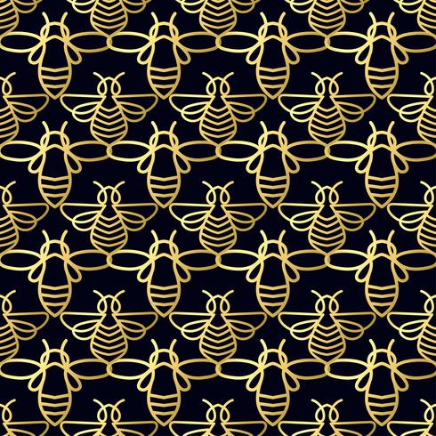 Modèle sans couture avec abeille d&#39;or vecteur