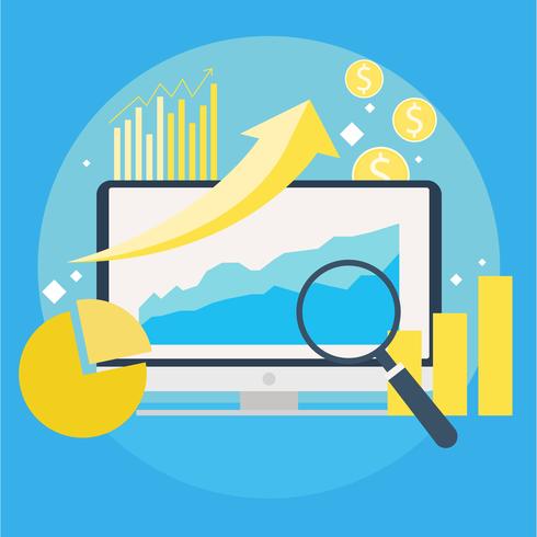 Bannière de croissance du trafic du site Web Ordinateur avec diagrammes vecteur