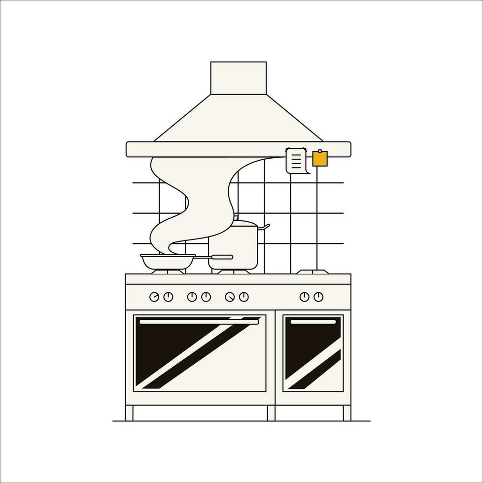 vecteur illustration de un électrique le fourneau avec une gaz brûleur. plat ligne style.