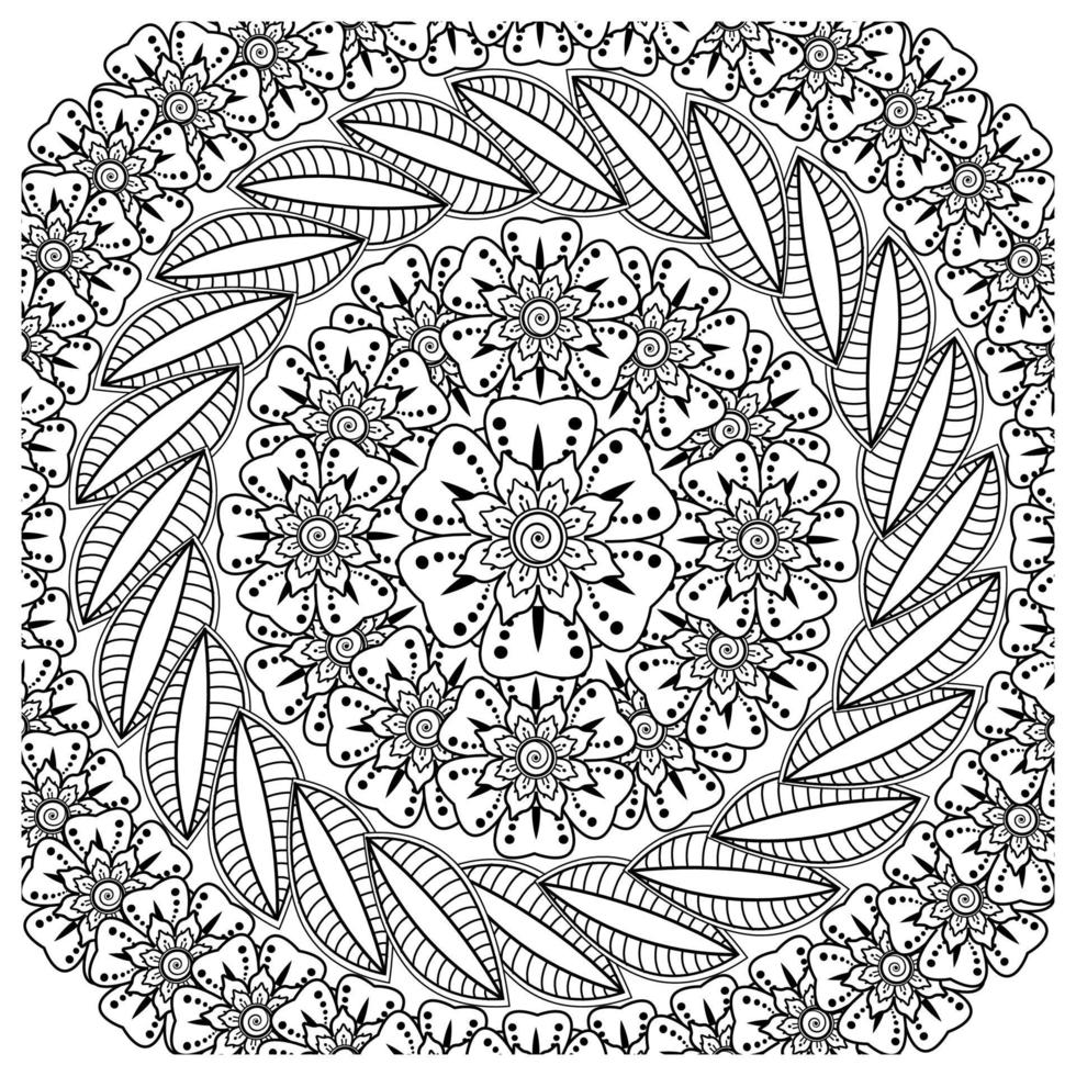 motif circulaire en forme de mandala avec fleur pour henné, mehndi, tatouage, décoration. vecteur