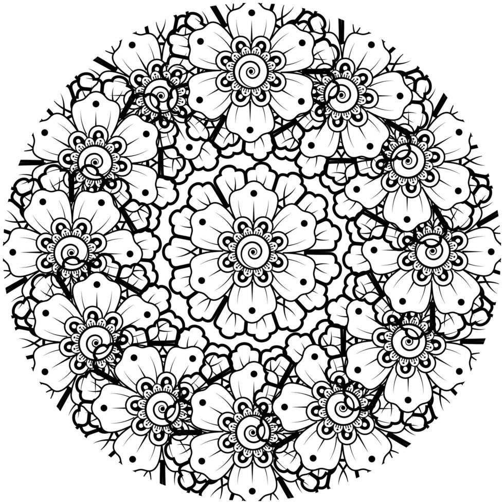 motif circulaire en forme de mandala avec fleur pour henné, mehndi, tatouage, décoration. vecteur