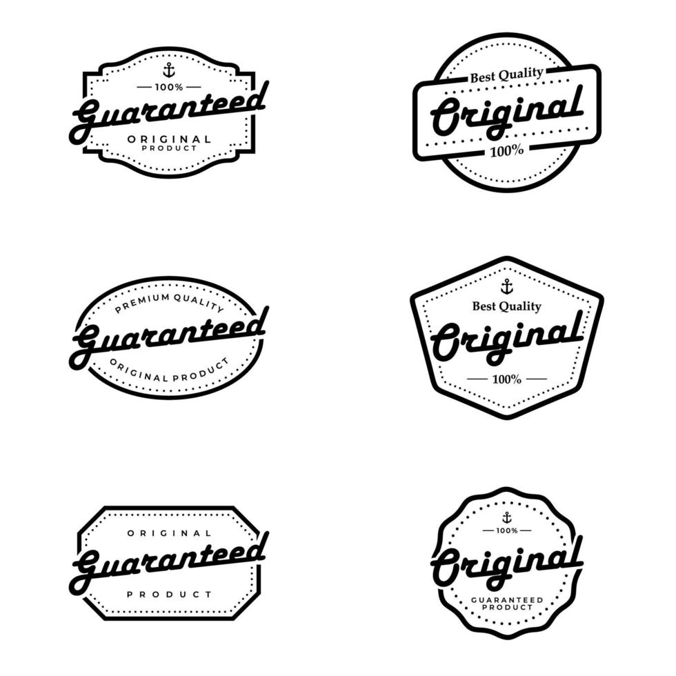 Étiquette de badges vintage garantie et originale. vecteur de modèle d'autocollant et de timbre