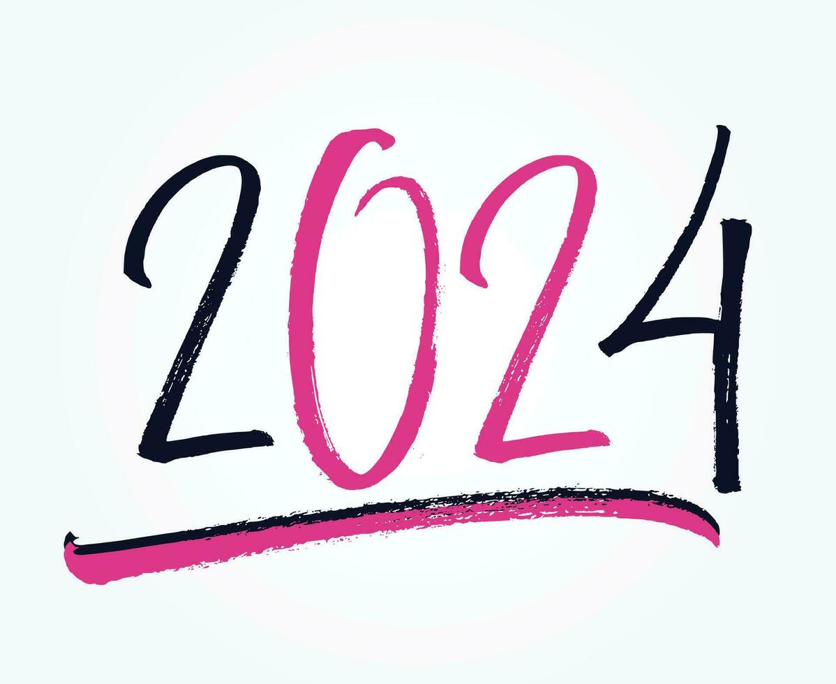 2024 content Nouveau année abstrait noir et rose graphique conception vecteur logo symbole illustration