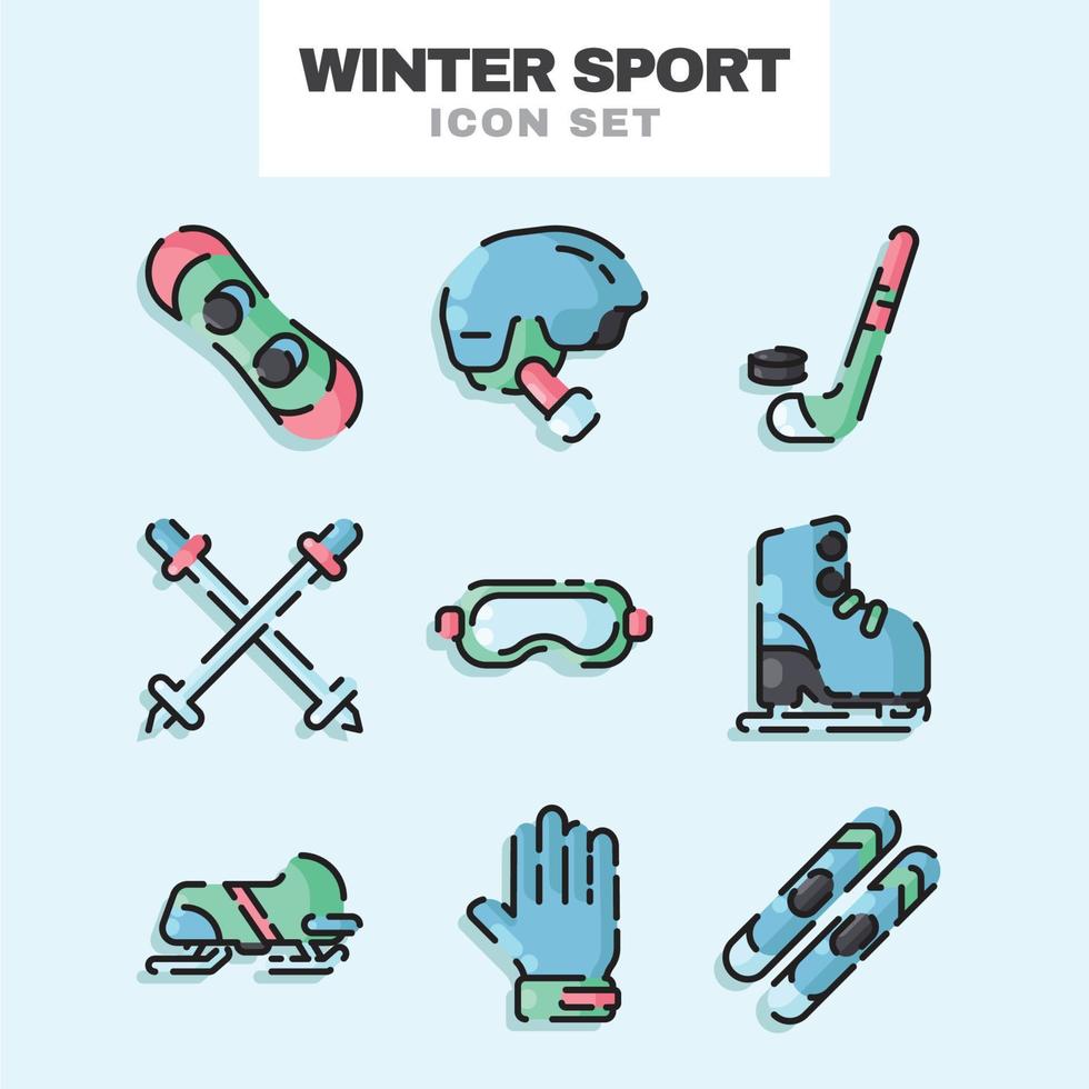 jeu d'icônes de sports d'hiver vecteur