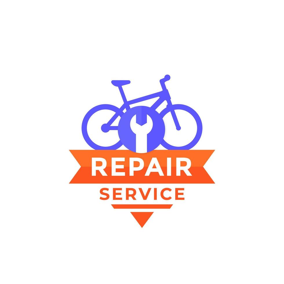 vélo, service de réparation de vélos, icône du logo vectoriel