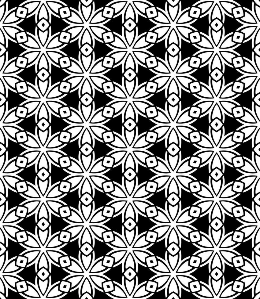 motif abstrait sans couture noir et blanc. arrière-plan et toile de fond. conception ornementale en niveaux de gris. vecteur