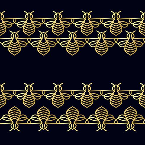 Modèle sans couture avec abeille d&#39;or vecteur