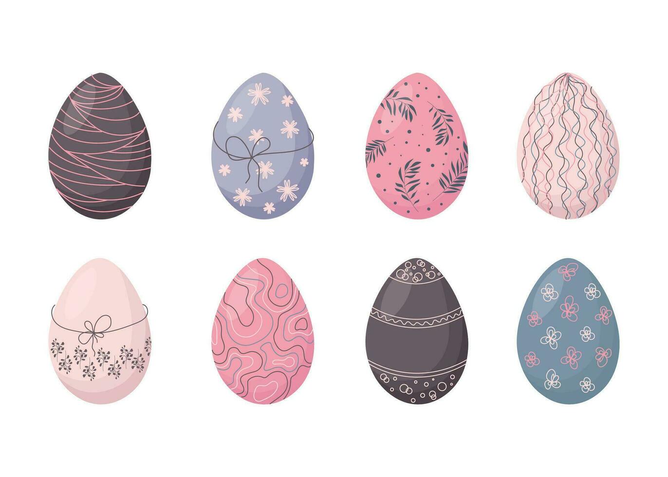 ensemble de coloré Pâques des œufs dans plat style isolé sur blanc Contexte vecteur illustration