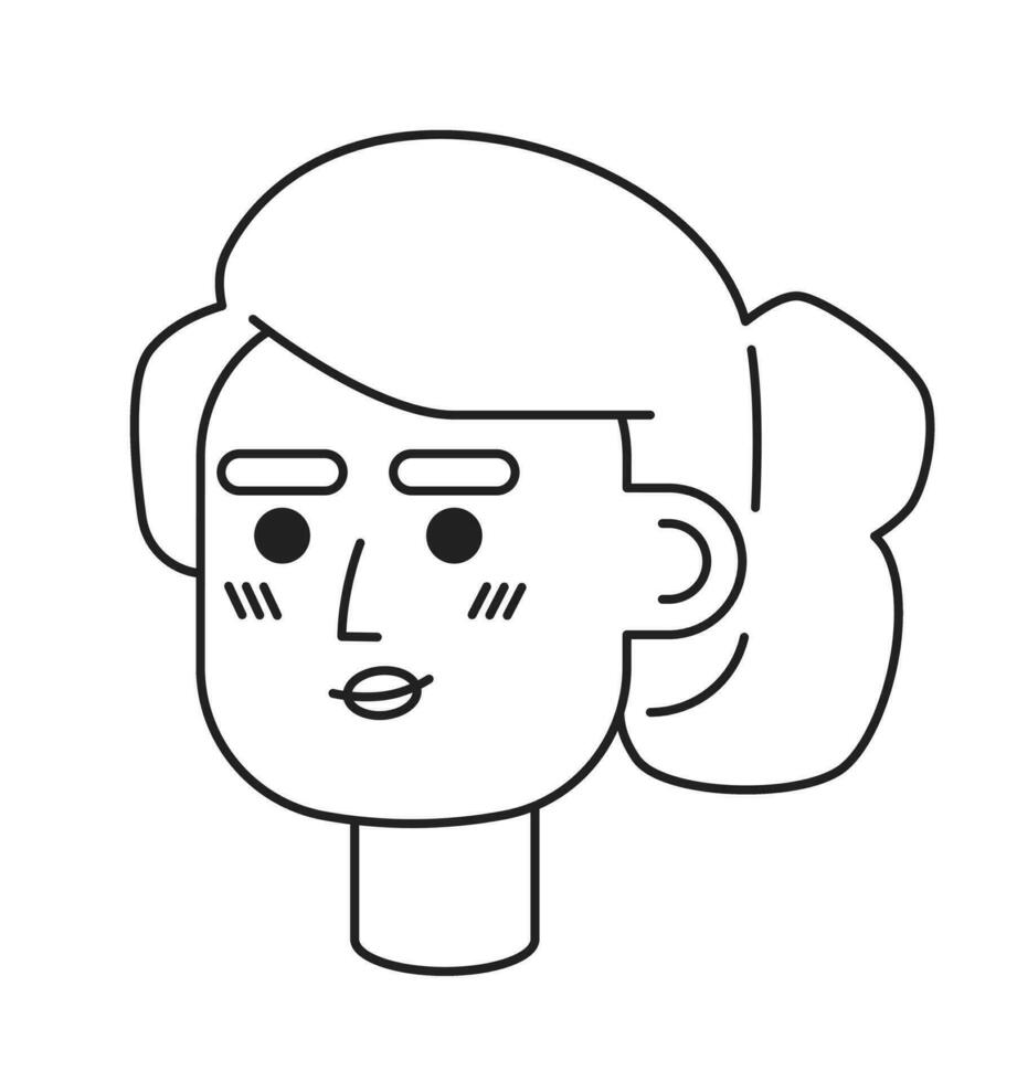 magnifique femme blond noir et blanc 2d vecteur avatar illustration. caucasien blanc blond femelle contour dessin animé personnage visage isolé. bien à la recherche européen plat utilisateur profil image, portrait