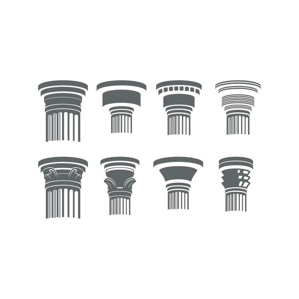 ensemble de ancien rétro vieux ancien classique grec romain pilier colonne icône illustration vecteur