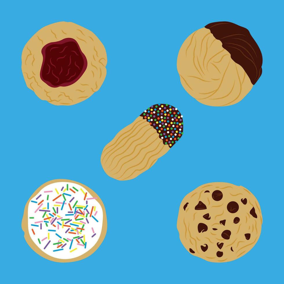 assorti biscuits plat illustration vecteur