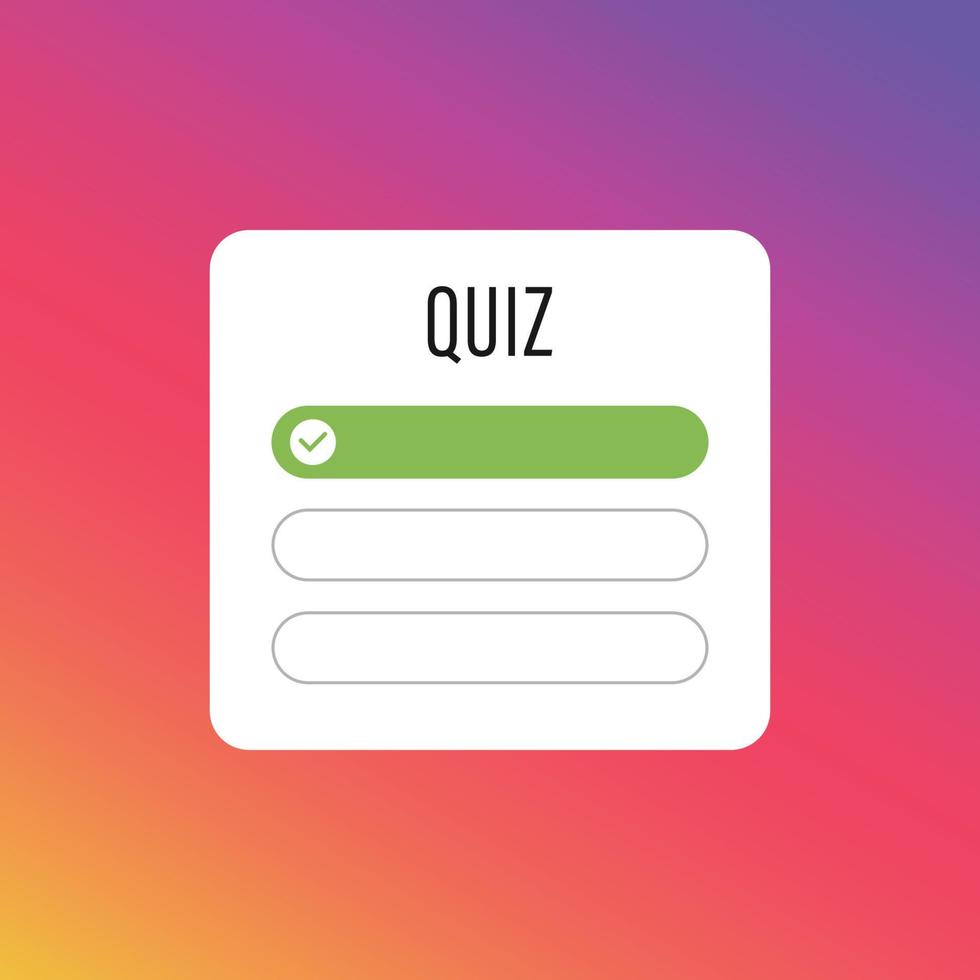 autocollant instagram de quiz sur les médias sociaux vecteur